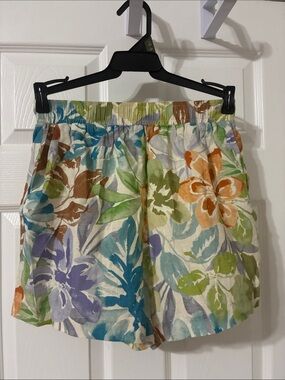 Women's Floral Print Lightweight Shorts - Multicolor - Small - Elastic Waist